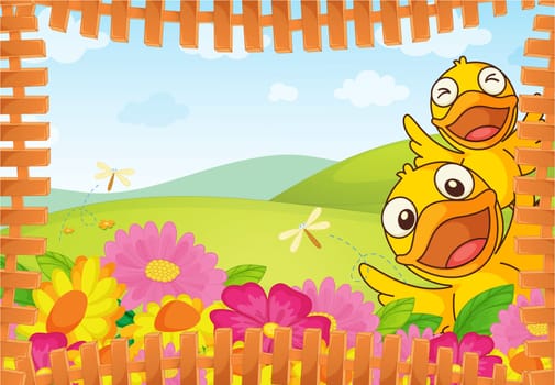 illustrtion of two ducks in the nature
