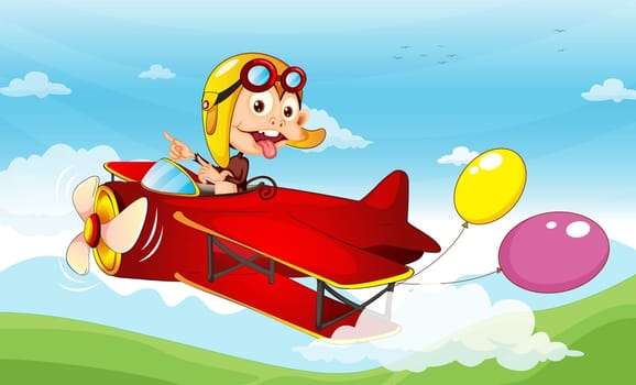 Illustration of a monkey in a plane
