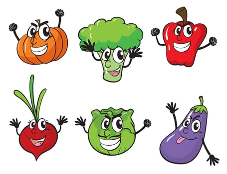 illustration of various vegetables on a white background