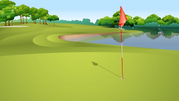 Illustration of golf hole from green