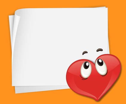 Illustration of heart on paper