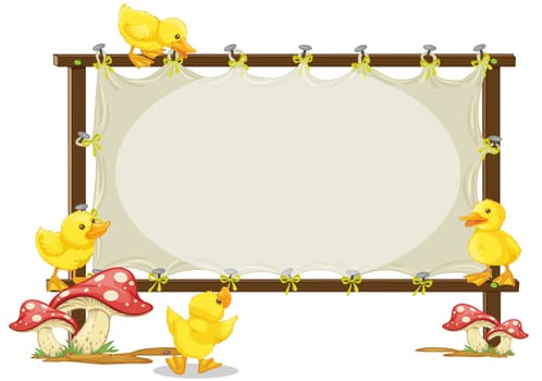 illustration of a board and duck on a white background