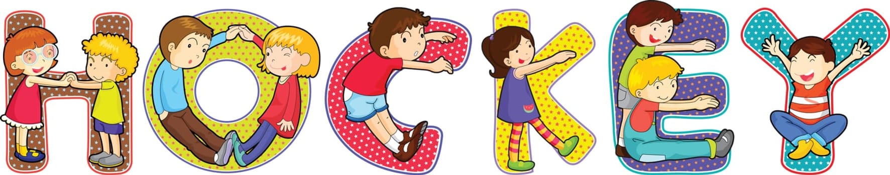 illustration of cartoon alphabets on white