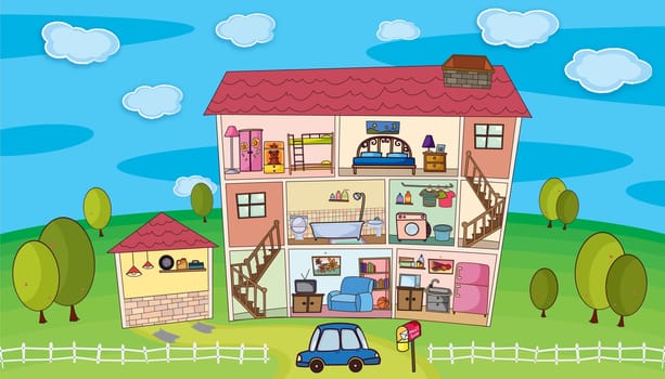Illustration on inside a house