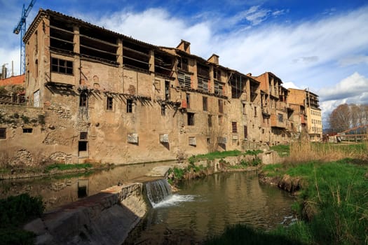 Roman bridge in Vic, Barcelona, Catalonia, Spain It consists of four arches of different sizes.