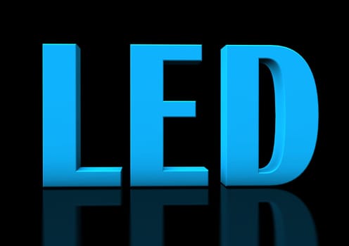 Blue text "LED"" on the black background."