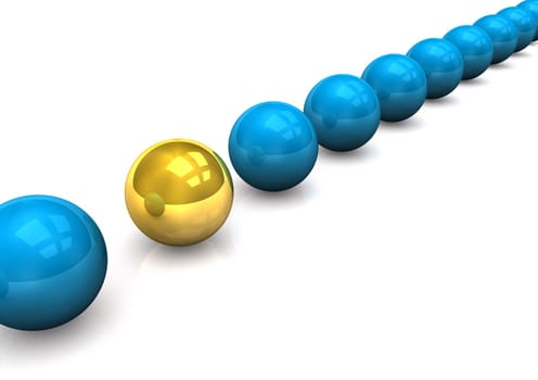 Scheme of the blue and gold spheres.