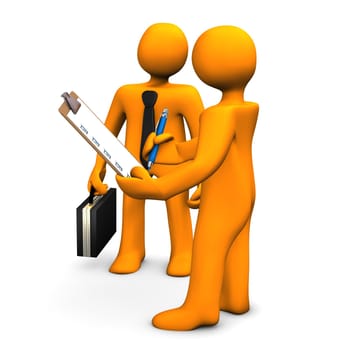 Orange cartoon characters talking about objectives.