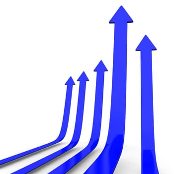 Blue success arrows on the white background.