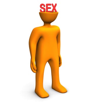 Orange cartoon character has sex in the head.