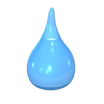 Blue water drop on the white background.