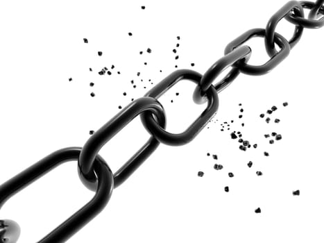 3d chain chrome steel teamwork connection