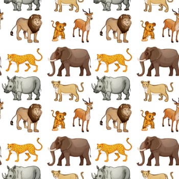 illustration of various animals on a white background