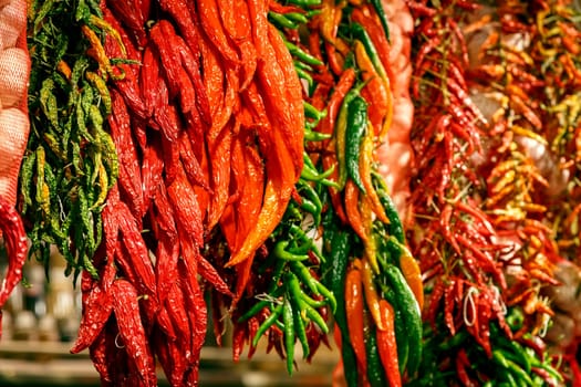 chilli, Sunny in the Boqueria market Barcelona Spain, Selective focus.
