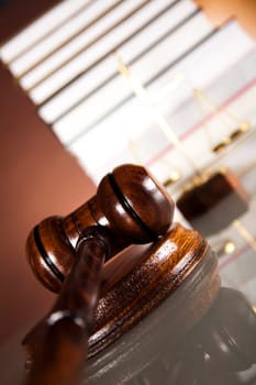 Judges gavel and law books