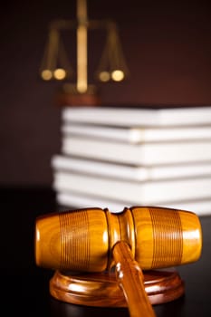 Judges gavel and law books