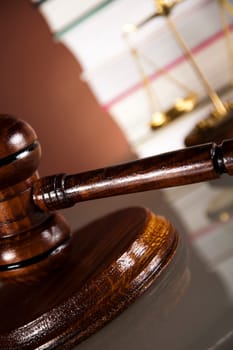 Judges gavel and law books