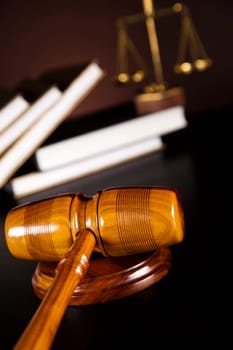 Wooden gavel barrister, justice concept