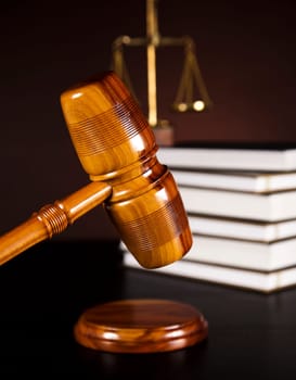Wooden gavel barrister, justice concept