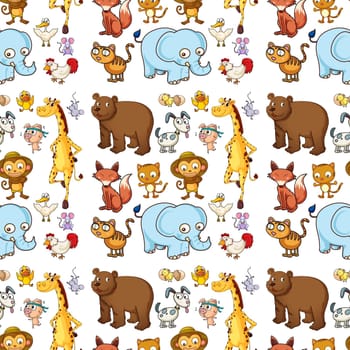 illustration of various animals on a white background