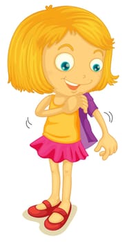 illustration of a girl wearing jacket on a white background