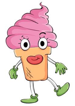 Illustration of comical cartoon food