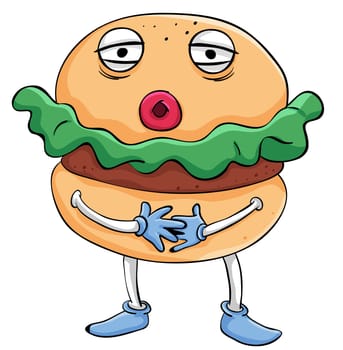 Illustration of comical cartoon food