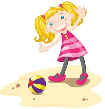 Illustration of  a girl on white