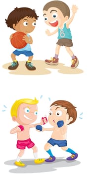 Illustration of  a four kids on white