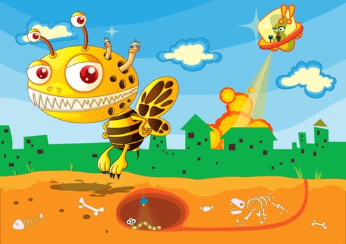 Illustration of  a cartoon characters