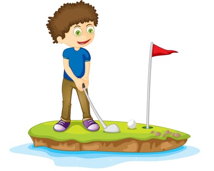 Illustration of  a boy  on white