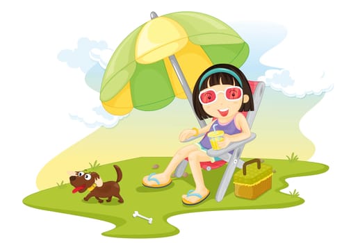 illustration of a girl  on white
