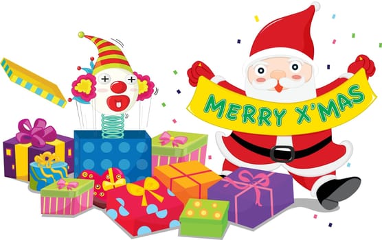 illustration of toy and gift boxes on white