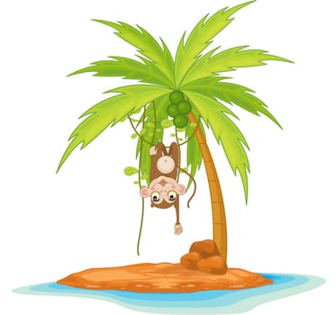 Illustration of  a monkey on island