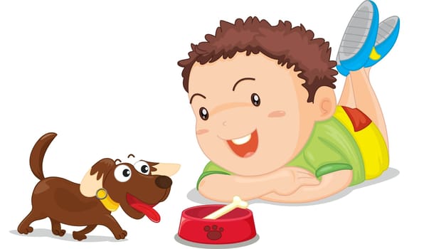 illustration of boy and dog