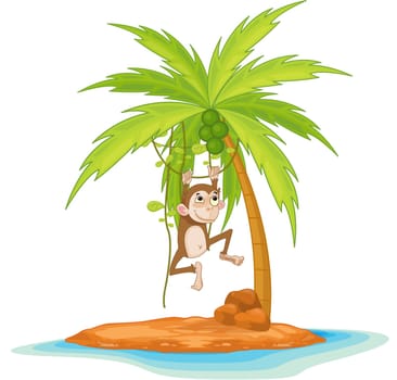Illustration of  a monkey on island
