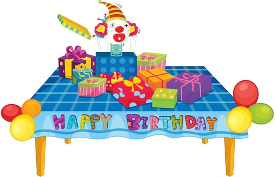 Illustration of  a gift boxes on table