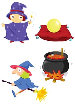 illustration of various objects on white