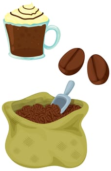 illustration of forms of coffee on white