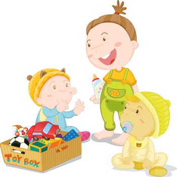 illustration of kids on a white background