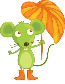 mouse in boots with umbrella