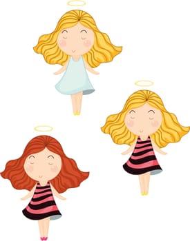 illustration of girls on white