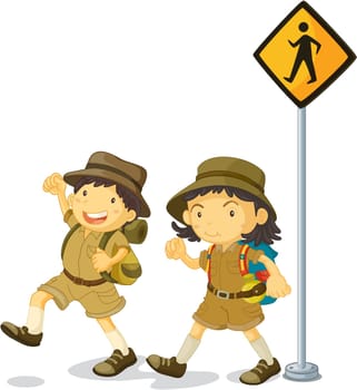 illustration of kids near the signal