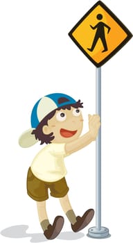 illustration of kids near the signal