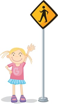 illustration of kids near the signal