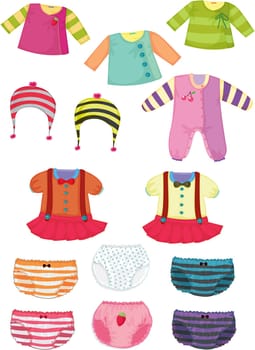 illustration of various apparel on white