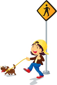 illustration of kid near the signal