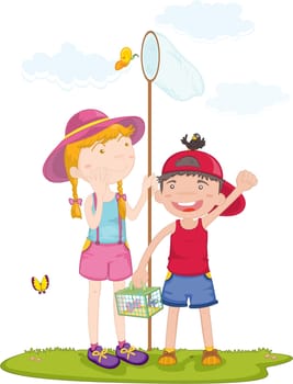 illustration of kids on white