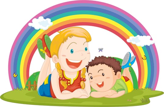 Illustration of a kids on a white background