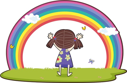 illustration of girl on white